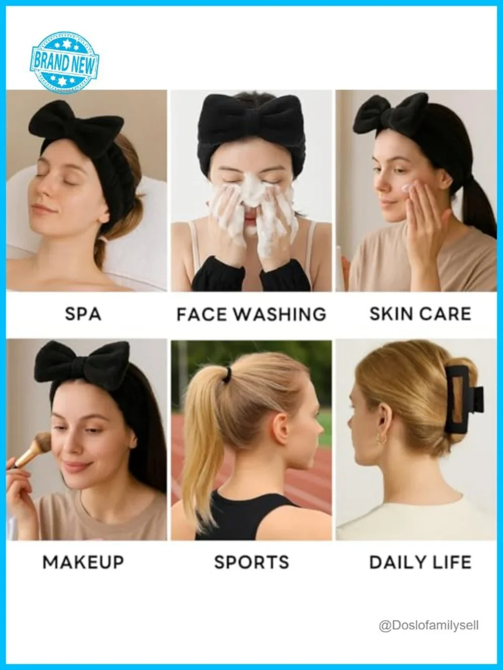 20-Piece Spa Headband Set with Claw Clips, Hair Ties, Wristbands, Makeup